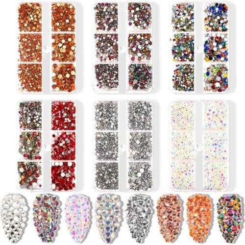 1440 Pcs Glass 3D Rhinestones for Nail Art Design Gems Crystal AB Rhinestone Glitters DIY Nail Charms Luxury Decorations
