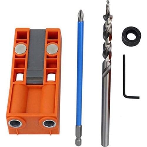15 Degrees Pocket Hole Jig, 5Pcs/Set Locating Hole Jig Kit with Drill Guide for Woodworking Angle Drilling Holes