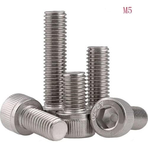 200PCS/Lot M5 DIN912 304 stainless steel Six angle screw bolts the head of six angle screw