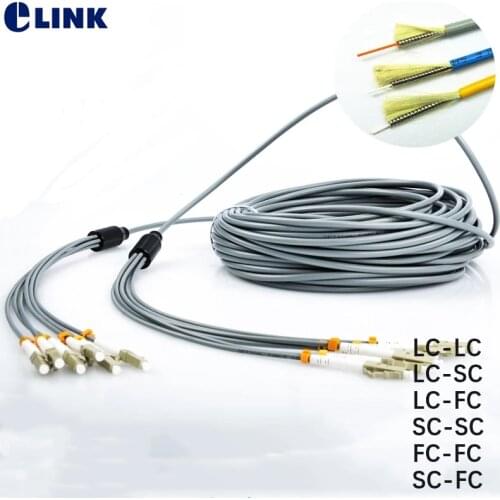 200mtr 6 core Armored fiber patchcords MM SC LC FC ST UPC Multimode 6 fibers Armored optical fibre jumper cable ELINK ftth patch