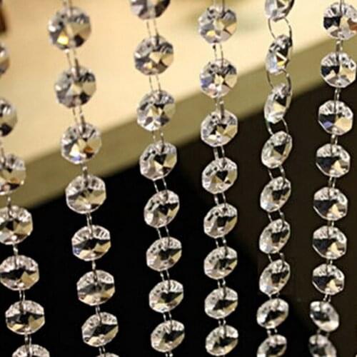 5m Acrylic Crystal Garland DIY Wedding Decoration Octagonal Diamond Acrylic Crystal Curtain Clear Bead Pendant Hanging