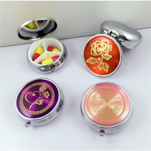 50pcs Portable Metal Pill box Medicine Organizer Container Medicine Case Storage 3 Grid Pill Case