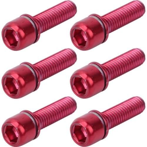 6PCs M5x18mm Bicycle Stem Screw Bolt with Spacer Titanium Alloy Fixing Bolts Ultra-Light MTB Road Bicycle Handlebar Accessories
