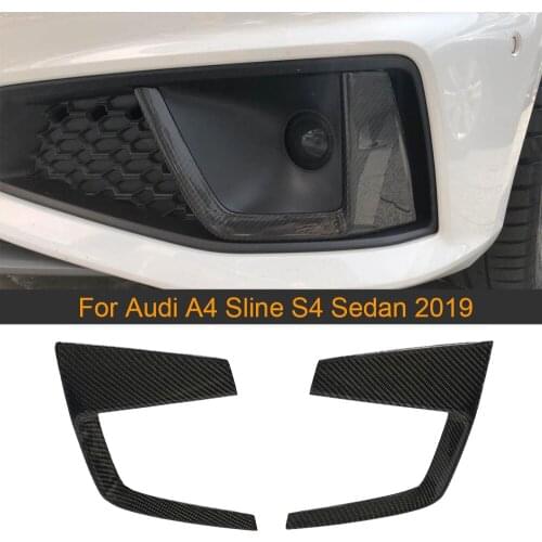Carbon Fiber / Gloss Black Car Front Bumper Fog Lamp Splitter for Audi A4 Sline S4 Sedan 2019 Front Fog Lamp Cover Trim Canards