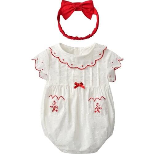 Baby Girls Bodysuit 2Pcs Set 0-18 Months Summer Childrens Clothing Cotton Newborn Jumper Cute White Baby Clothes With Bow