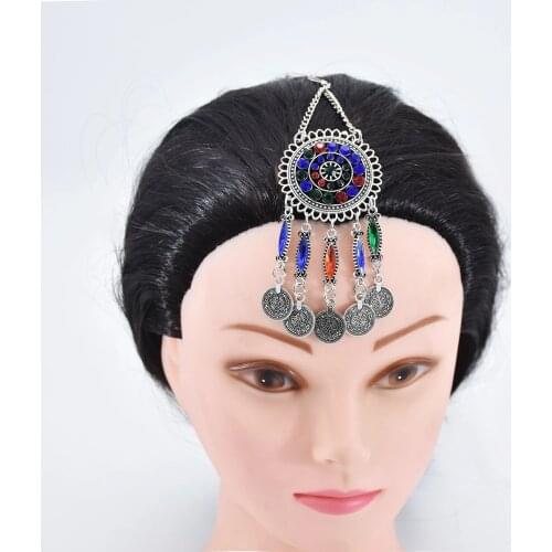 Bohemian Vintage Metal Alloy Color Crystal Coin Necklace Earrings For Women Afghan Gypsy Rhinestone Necklace Jewelry Set