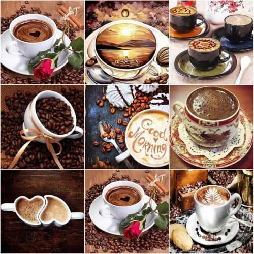 Cafe decor diamond painting coffee cup mosaic art embroidery rhinestone picture puzzle toy children gifts wall decor crafts