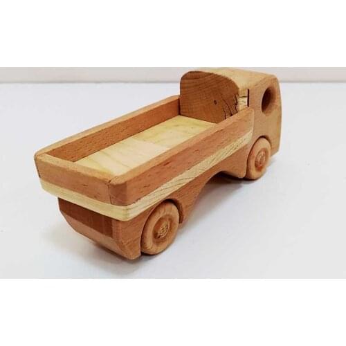 WOODEN 2 DIFFERENT MODEL CASED TRUCK AND PICKUP TRUCK DRIVEN TOY MADE ENTIRELY BY HANDWORK