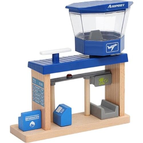 DIY Wooden Airport Terminal Railway Scene Track Accessories Kids Educational Toy