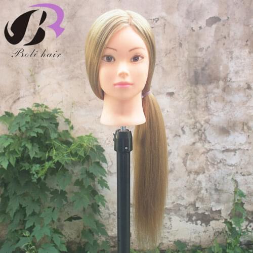 26" Training Head for Hairdressers Mannequin Head Blond Hair Hairdressing Doll Heads Cosmetology Manikin Head with Clamp