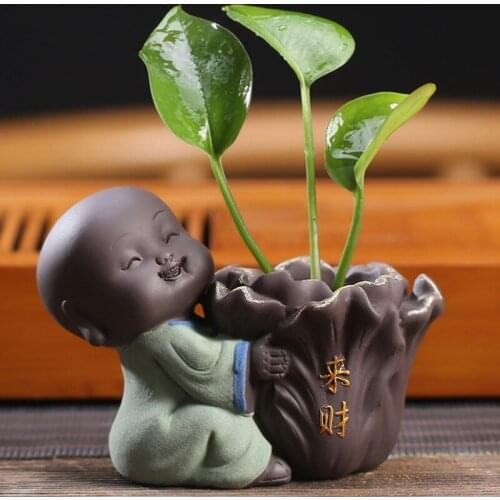 Creative Cute Little Monk Tea Pet Decoration Boutique Can Raise Purple Sand Tea Table Tea Set Accessories Small Hydroponic Vase
