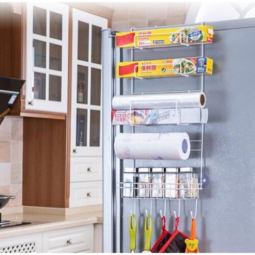 Metal Freezer Storage Rack Spice Bottle Hanging Holder Kitchen Pantry Organizer Basket Over Door Fridge Storage Shelf For Home