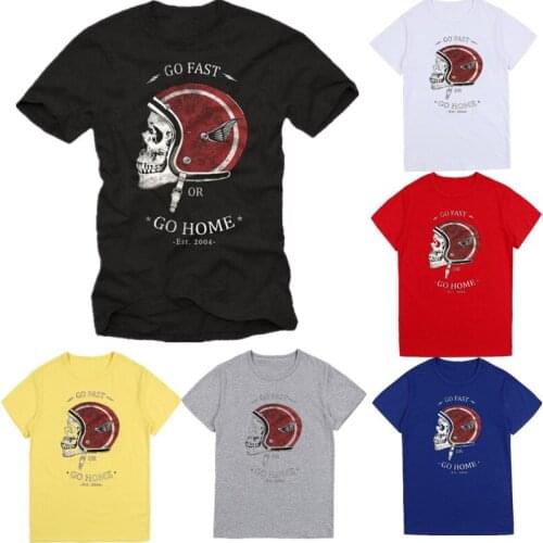 Fashion Mens Shirt Vintage Biker Clothing Motorcycle Helmet With Skull Casual T-shirt