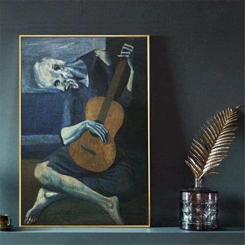 The Old Guitarist by Pablo Picasso Wall Art Canvas Painting Poster For Home Decor Posters And Prints Decorative Pictures
