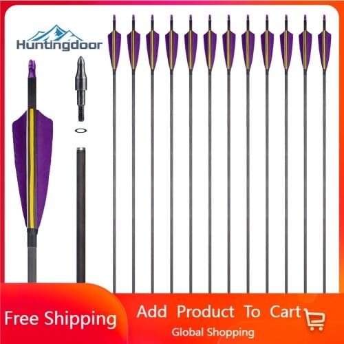 New Archery Pure Carbon Arrow 4'' True Feather Full Length 32 Inches Shield-Shaped Feather Straightness Thousand Three Spine 400