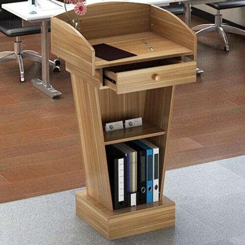Office Hotel Reception Desk Shopping Guide Small Platform Emcees Speech Podium Teachers Classroom Lectern Table with Drawer