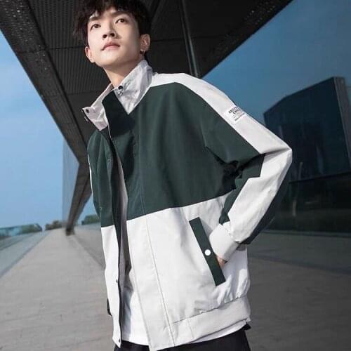 Autumn 2020new fashion brands combined with contrast jacket mens Hong Kong Style loose tooling jacket