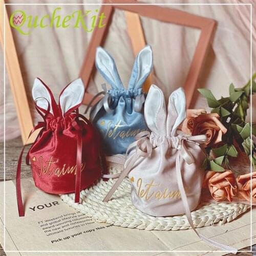 Gift Bag Velvet Rabbit with Drawstring Wedding Favors Candy Gift Boxes Baby Shower Birthday Party Gift Bag For Packing Christmas