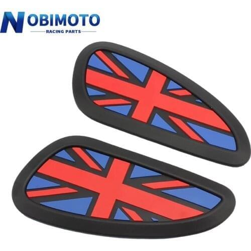 Motorcycle Cafe Racer Gasoline Fuel Tank Rubber Sticker Protective Cover Sheath Knee Fuel Tank Pad Handle Decal Union Jack Logo