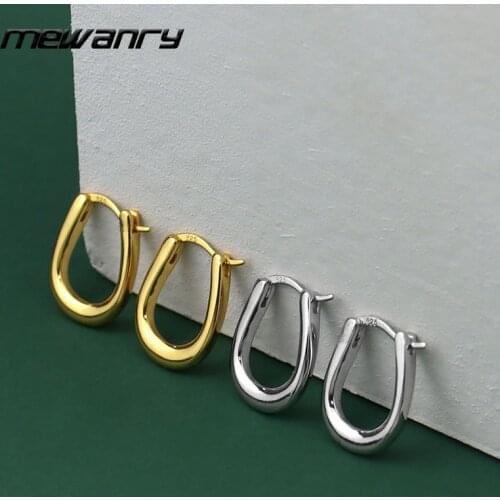 Mewanry Prevent Allergy 925 Sterling Silver Hoop Earrings New Trend Vintage Elegant Minimalist Handmade Jewelry Gifts Wholesale