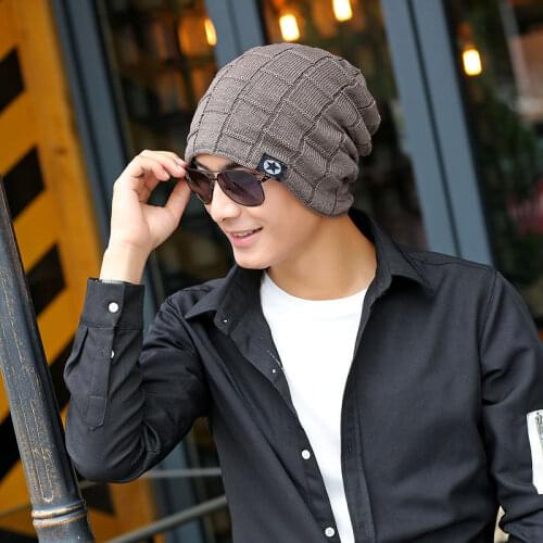 Korean mens winter hat box five pointed star plus cashmere knitted woolen hat hat men and women loose couple tide 2017 jxj-086