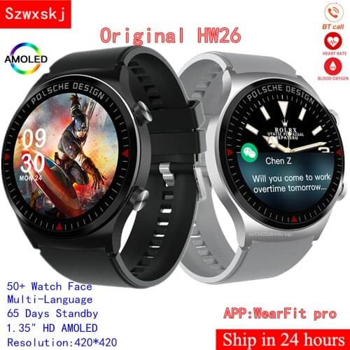 Szwxskj HW26 Smart Watch Heart Rate Monitor Long Standby BT Call Clock Music Player Wateroof Smartwatch Newest PK GT 2 Pro KK70