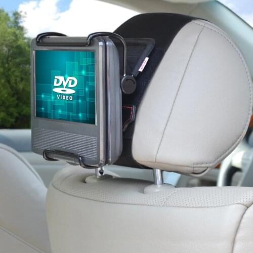 TFY Universal Car Headrest Mount Holder with Angle- Adjustable Holding Clamp for 7 - 10 Inch Swivel Screen Portable DVD Players