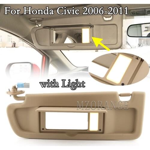 Left/Right Car LHD Sun Visor For Honda Civic 2006 2007 2008 2009 2010 2011 Driver/Passenger Side Sunshade Sun Shield With Light