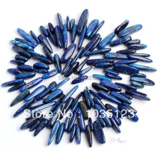 High Quality 12-18mm Natural Lapis Lazuli Stick Shape Gems Loose Beads Strand 15" DIY Jewelry Making w53