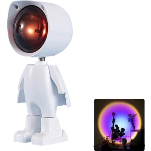 Sunset Desk Projection Light Robot Figure LED Art Projection Lamp 360 Degree Atmosphere Lamp for Home Bar Party Decoration