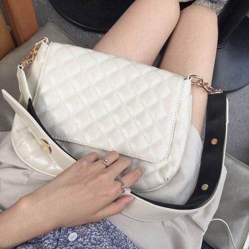 Wide strap womens shoulder bag Diamond pattern women handbag Large capacity PU leather sling bags for ladies crossbody bags bol