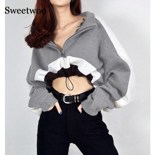 SWEETWOO Women Cropped Pullover Running Jacket Yoga Zipper Long Sleeve Women Sport Jacket Fitness Ladies Hoodies