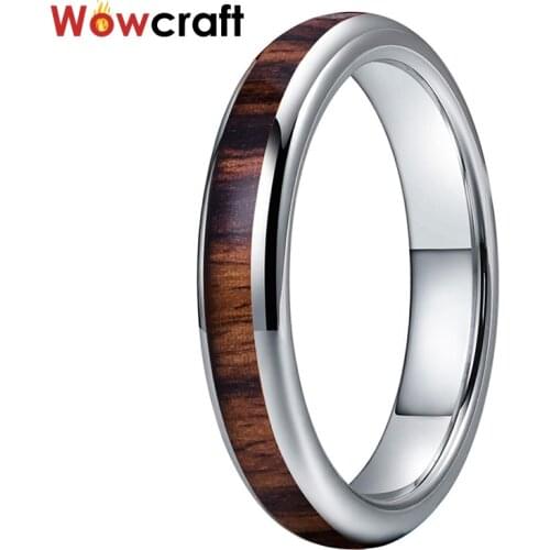 4mm Womens Tungsten Carbide Matte Brushed Center Polished Beveled Edges Wedding Engagement Ring