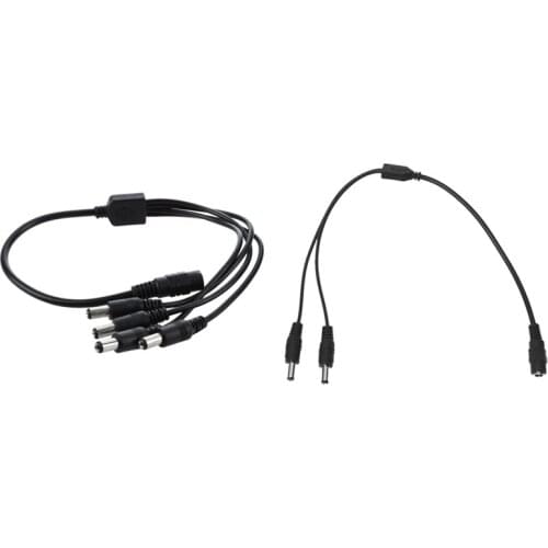 2PCS 1 to 4 DC Power 4-Port Splitter Adapter Cable with 30cm 1 Female to 2 Male Plug DC Power Jack Splitter Cable