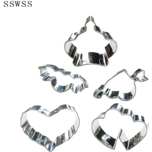 5 Mini Mood,Crown,Love Arrow,Prodigal Heart,Heart Flying,Two Hearts,Cookie Cutter Baking Mold,Cakes Decorating Fondant Tools