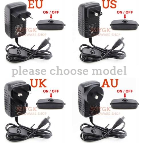 5V3A 5V/3A Raspberry PI 3 model B+Plus Power Adapter ON/OFF switch button power supply charger DC/AC Adapter PSU Power Source
