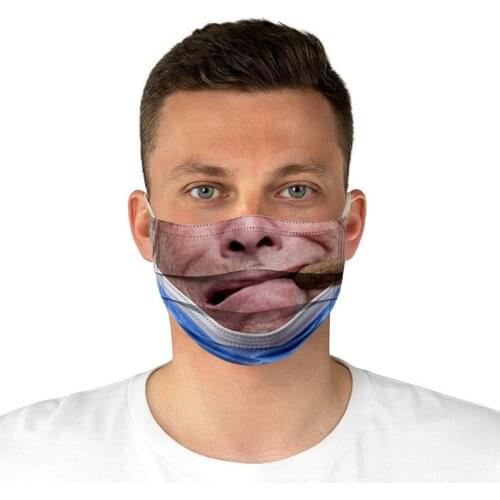 50PCS Adult Face Mask Disposable Face Masks 3D Printed Face Funny Cool 3Ply Ear Loop Mouth Mask Mascarilla Halloween