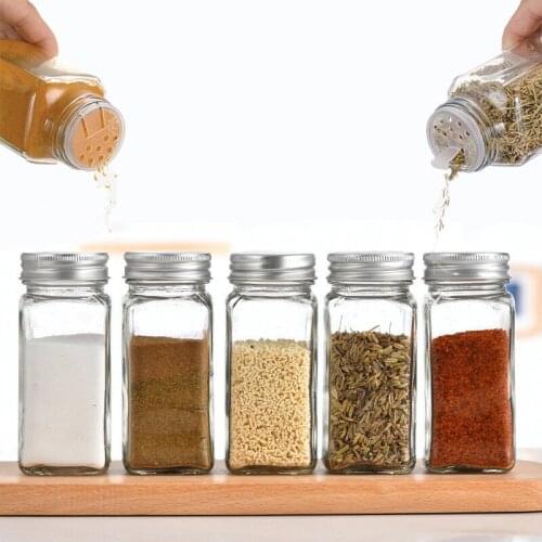 Seasoning Jar Square Glass Container Seasoning Bottle Kitchen and Outdoor Camping Condiment Container Barbecue Pepper Bottle