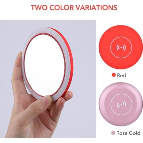 2 colors Wireless Mini LED Makeup Mirror Charging portable Cosmetic Light Mirrior Makeup Tool Compact Pocket Luminous