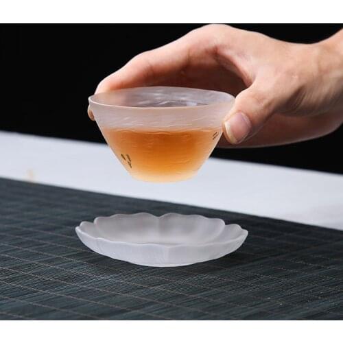 Creative Transparent Glass Master Tea Cup Household Small Kung Fu Water Mug Heat Resistant Teacup with Tray Office Drinkware