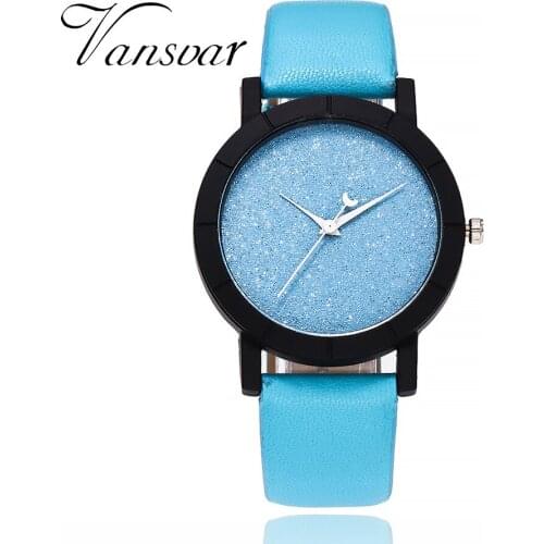Trend Style Simple Blue Leather Womens Quartz Watch No Scale Blue Dial Ladies Girls Waterproof Wrist Watch часы женские наручные