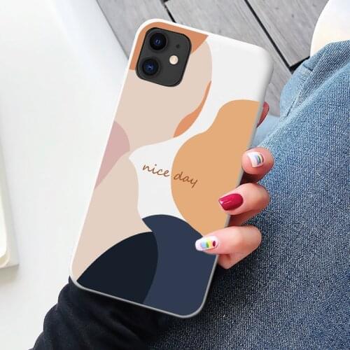 Art Retro Abstract Geometry Phone Case For iPhone 12 11 Pro Max XR X XS Max 7 Puls 6S 8 Plus SE2020 Cute Soft Silicone Cover