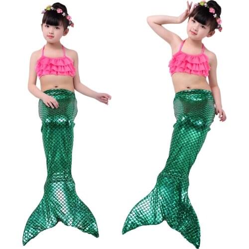 Halloween Mermaid Tails Top Shorts Garland Hat Swimsuit Bathing Suits Dress Birthday Party Children For Swimming