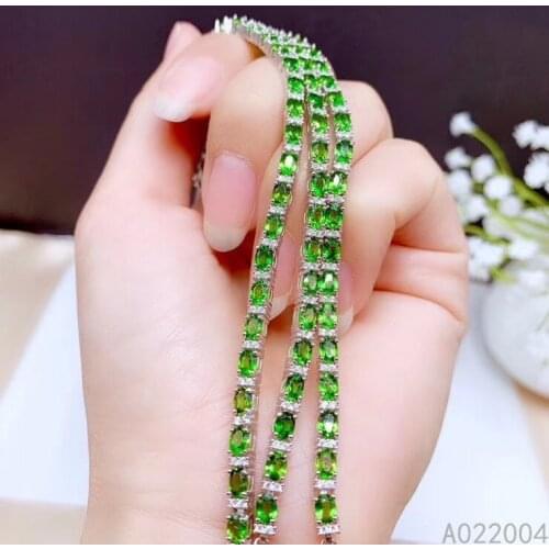 KJJEAXCMY Fine Jewelry 925 Sterling Silver inlaid diopside women hand bracelet fashion support detection