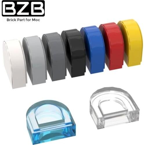 BZB MOC DIY 10Pcs Bricks Part 24246 Tile 1x1 Half Circle Panel high-tech Parts Bricks Educational Kids Toys Boys Girls Gift