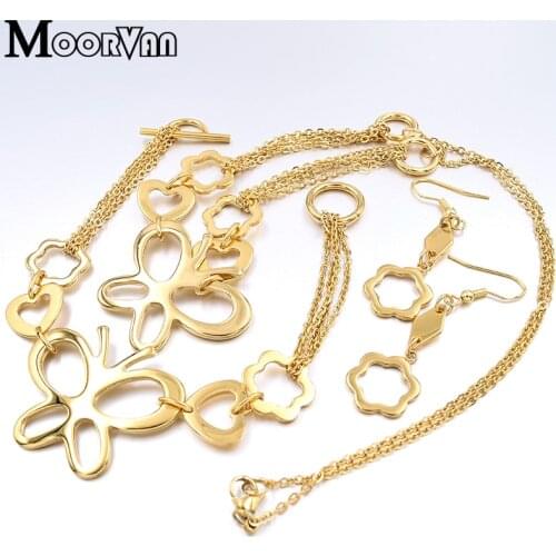 Earrings/Bracelet/Necklace Set Womens Stainless Steel Jewelry Sets Butterfly nigerian african costume Jewellery