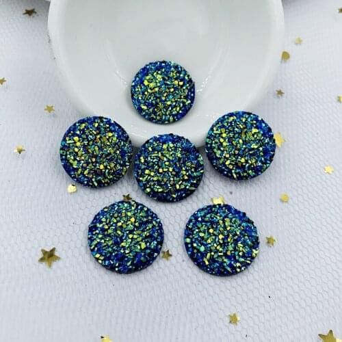 Round Ore Surface Stones and AB Crystals Flat Back Resin Rhinestone Applique DIY Wedding Dress Beads 21mm 15pcs W251