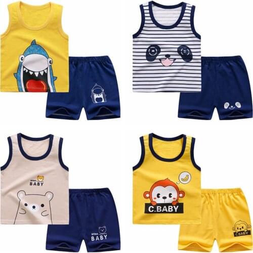 Summer Childrens Wear Boy Kids Clothes Toddler Clothes Vest + Shorts Suit Casual Clothes For Little Girls Sets