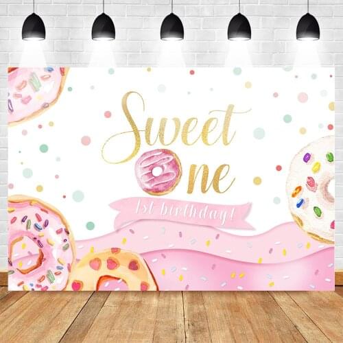 Mehofoto 1st Birthday Party Backdrop for Children Celebration Sweet One Birthday Background Donut Backdrops for Dessert shop