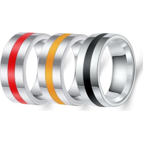 Fashionable Men and Women 7.8mm Stainless Steel Epoxy Ring Jewelry Accessories